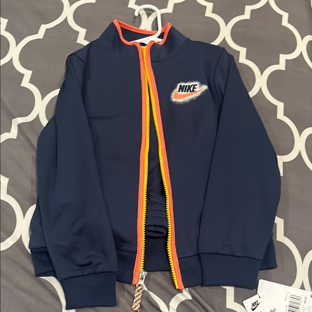 Nike Dark Blue Jacket with Bright Orange Accents with matching pants